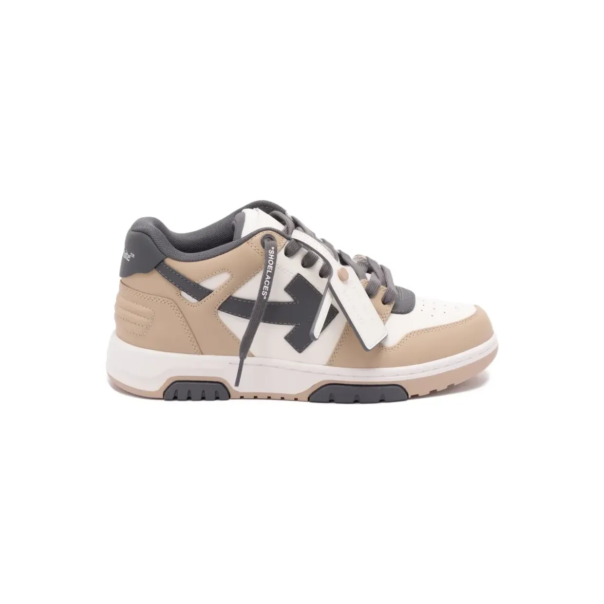Off-White Our Office leren sneakers met Arrow-patroon – Beige (OMIA189S26LEA0036107)