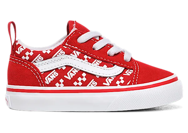 VANS Logo Repeat Elastic Lace Old Skool Schoenen Voor Peuters (Rood)