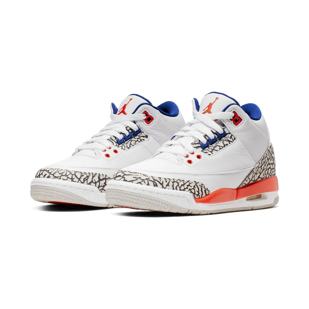 Jordan 3 Retro Knicks (GS) White/Old Royal-University Orange-Tech Grey (398614-148)