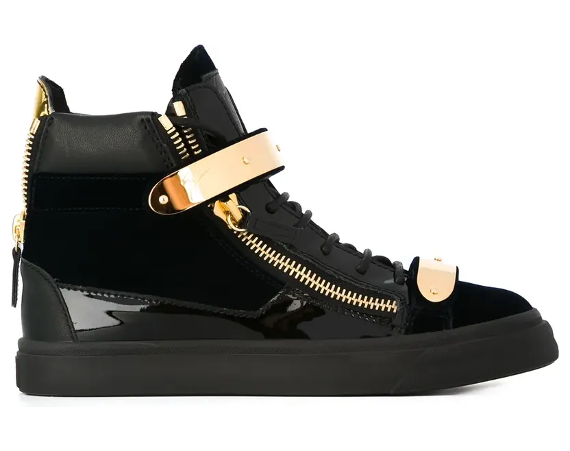 Giuseppe Zanotti High-Top-Sneakers mit Samteinsätzen “Blue” (RS6021001)