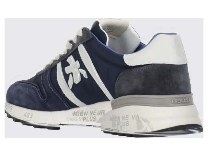 Premiata Lander Suede and Nylon Sneakers Blue (LANDER7204) (2)