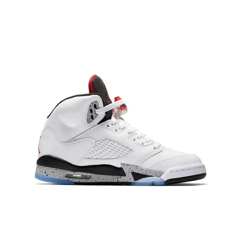 Jordan 5 Retro White Cement (GS) White/University Red-Black-Matte Silver (440888-104)