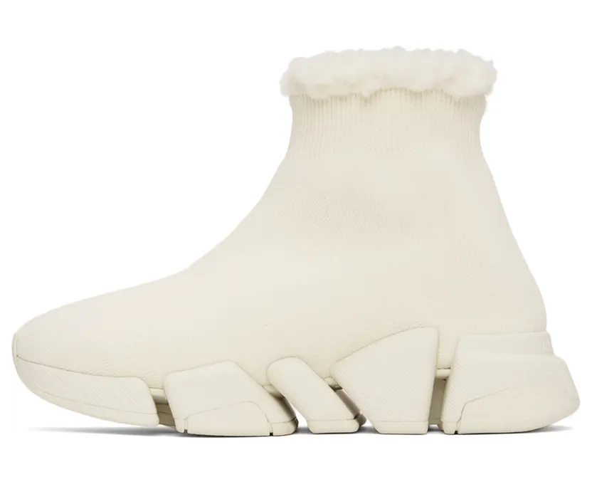Balenciaga Off-White Sherpa Speed 2.0 Sneakers (669789 W2DI3) (3)