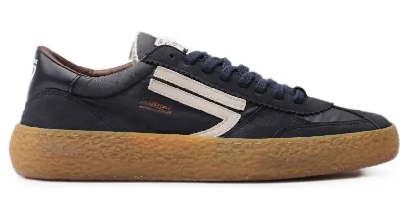 Puraai 1.01 Vintage suède sneakers met vlakken – Blauw (PU101V)
