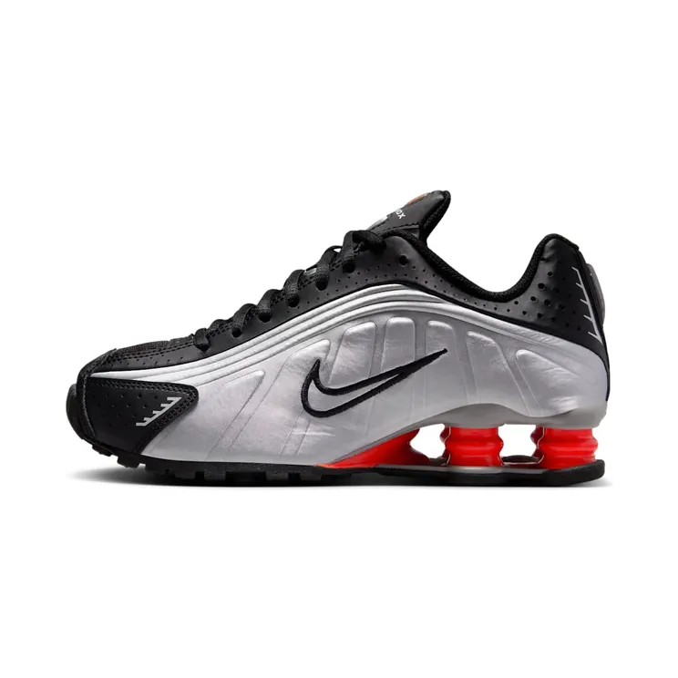 Nike Shox R4 GS “Metallic Silver / Black / Picante Red” (CW2626-005)