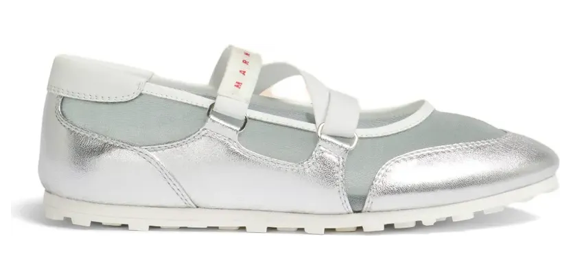 Marni Sneakers mit überkreuzten Riemen – Silber (SNZW020900P7709)