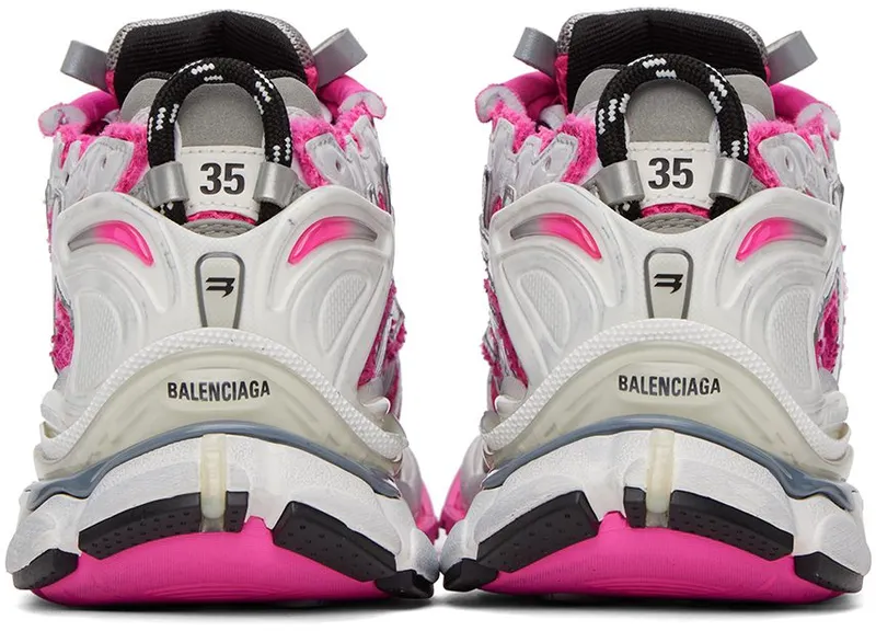 Balenciaga Pink & White Runner Low-Top 9155 W/Fluo Pink/Gre (677402 W3RBN)