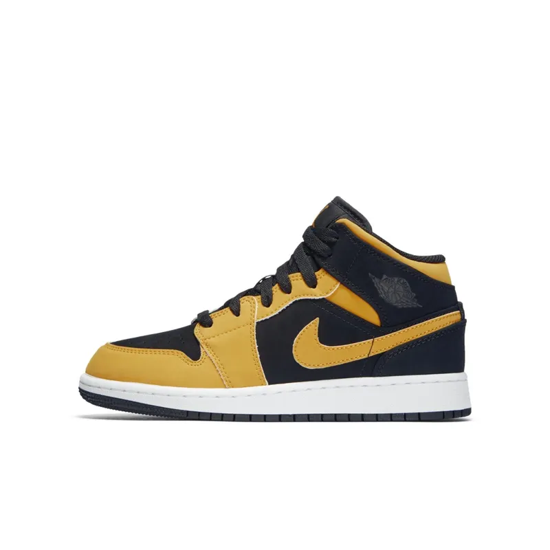 Jordan 1 Mid Reverse New Love (GS) Black/University Gold-White (554725-071)