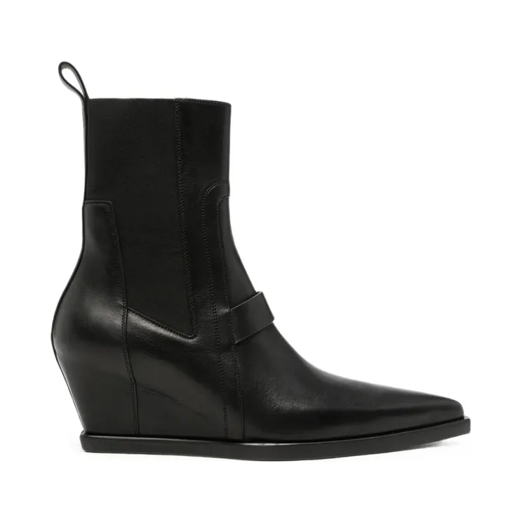Rick Owens Wedge-heel Pointed-toe “Black” (RU02F4805 LOO 09)