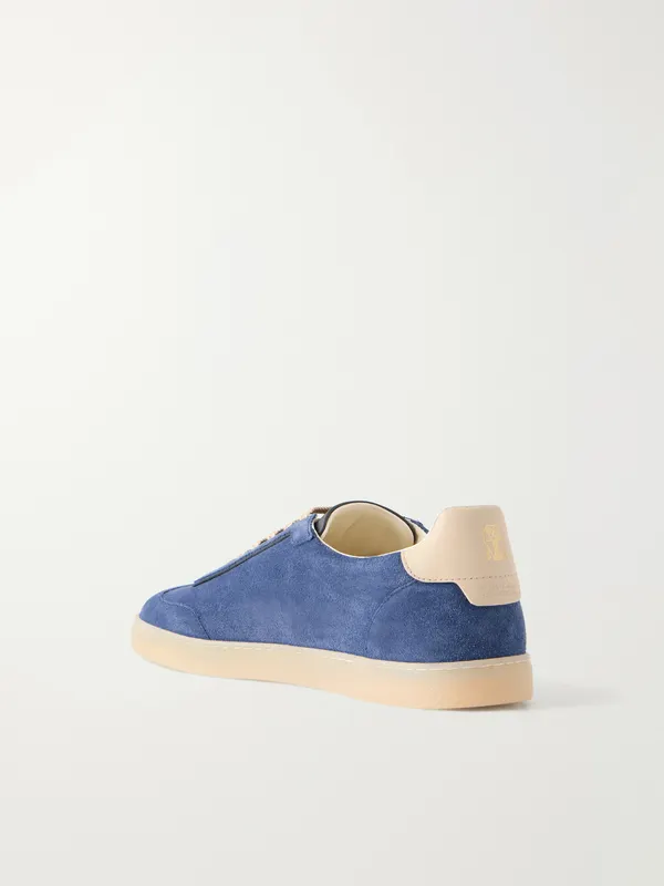 Brunello Cucinelli Coda di Rondine Suede Sneakers Navy (MZUMGLJ336) (4)