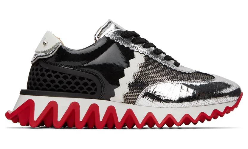 Christian Louboutin Black & Silver Loubishark Sneakers (3220815)