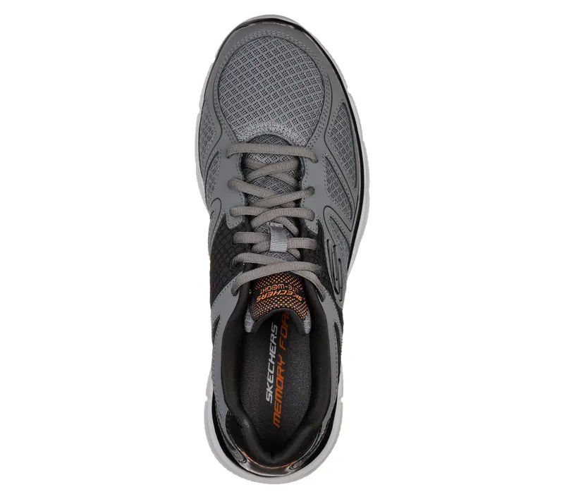 Skechers Satisfaction – Flash Point – Houtskool / Orange – “Grey” (58350 CCOR)