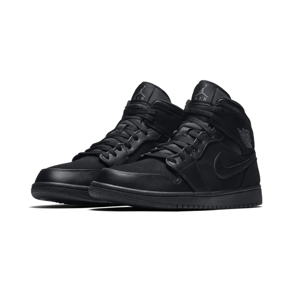 Jordan 1 Mid Triple Black (2018) Black/Dark Grey-Black (554724-050)