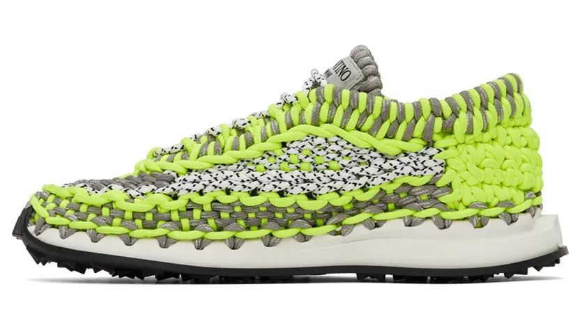 Valentino Garavani Green & Grey Crochet Sneakers (WY2S0E41ZXB) (3)