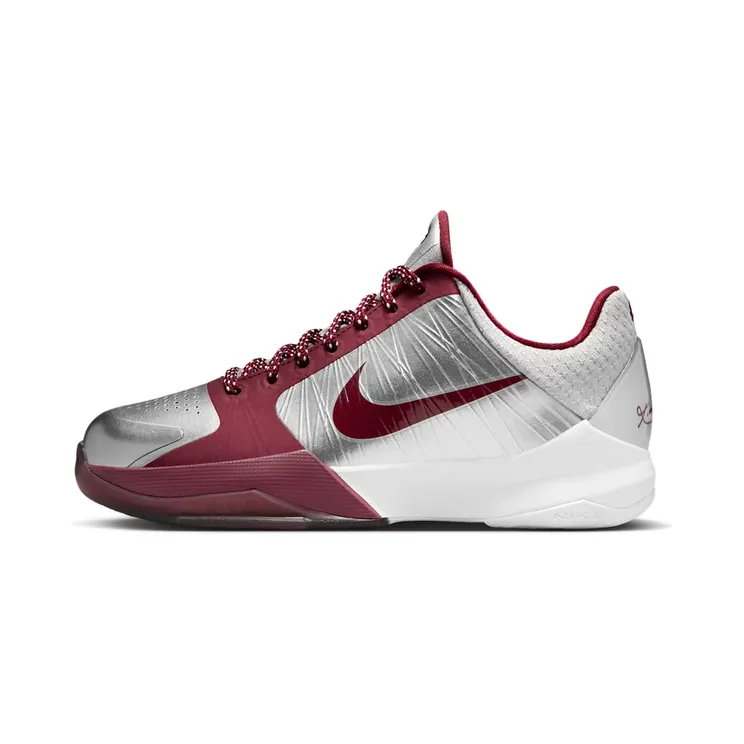 Nike Zoom Kobe 5 GS Lower Merion Aces Away “Metallic Silver / Team Red” (HM9522-001)