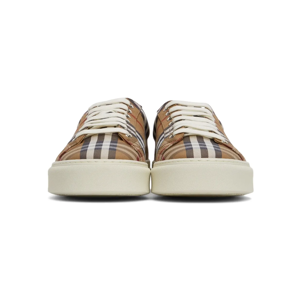 Burberry Brown Check Canvas & Calfskin Sneakers (8048156) (2)