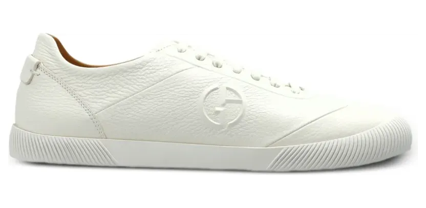 Giorgio Armani embossed-logo leather sneakers – Wit (GM004698AF1)