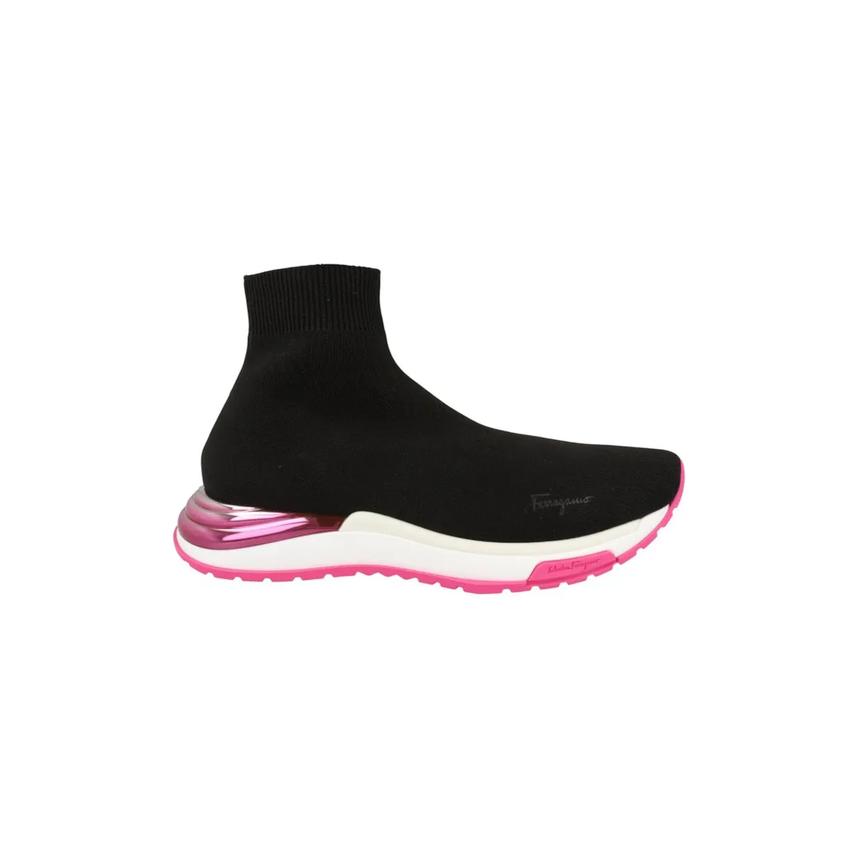 Ferragamo Ninette High-Top Sock Sneakers White (030177-749898-1C)