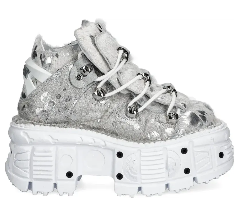 New Rock Pelo Calvas Blanco Plata Tank Blanco Torn met plateauzool “Grey” (M106C172)