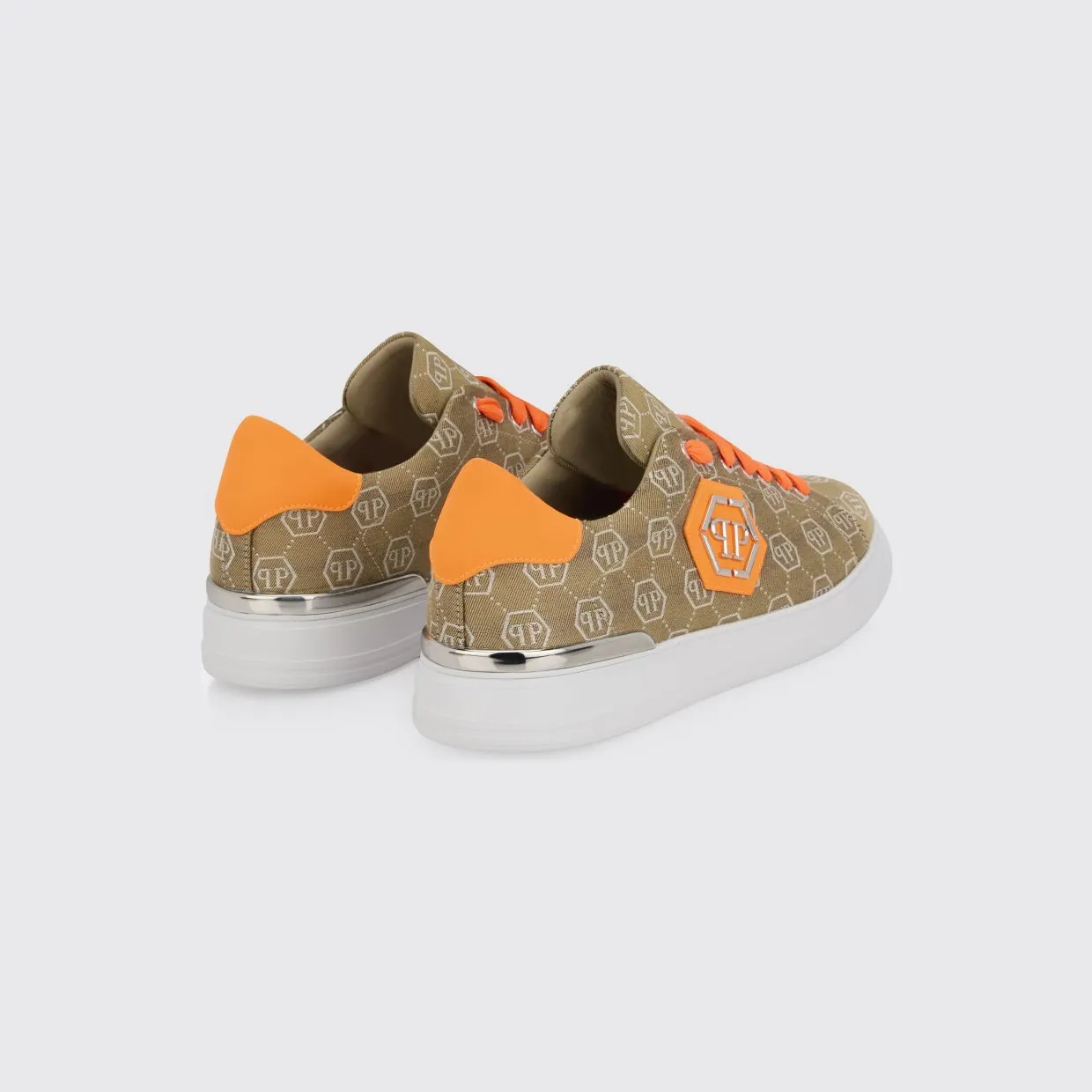 Philipp plein Fabric Sneakers with Hexagon Jacquard Brown (PAFSMSC4093PTE021N0686) (2)