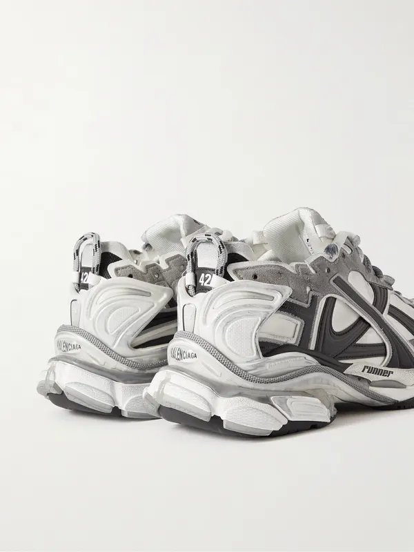 Balenciaga Runner Distressed Nylon, Suede and Rubber Gray (772774W3RNY)