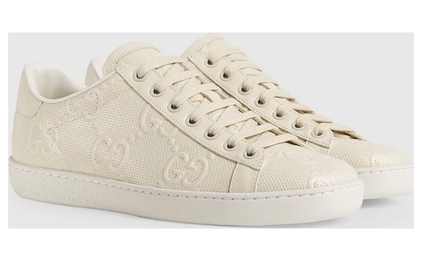Gucci Ace GG Embossed Cream (W) (660135 1XK10 9022) (2)