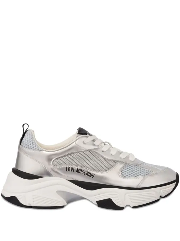 Love Moschino Sneakers mit Schnürung – Silber (JA15246G1NIQE)