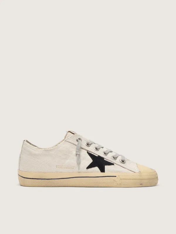 Golden Goose V-Star With Black Suede Star And Embroidered Lettering (GWF00129.F003087.10283)