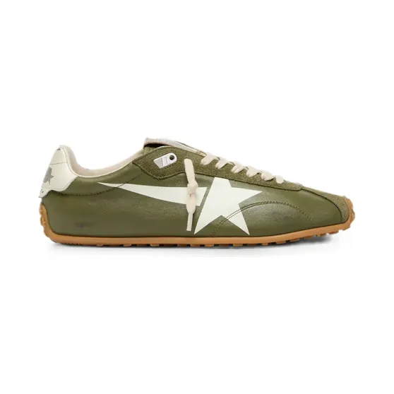 Golden Goose Marathon Speed aus olivgrünem Leder mit Stern (GWF00892F008456)