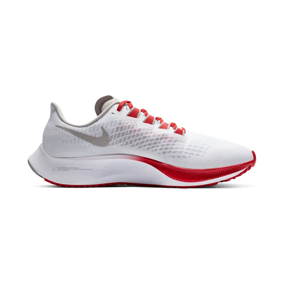 Nike Air Zoom Pegasus 37 Ohio State White/Pure Platinum-Pewter Grey-University Red (CZ5385-100)
