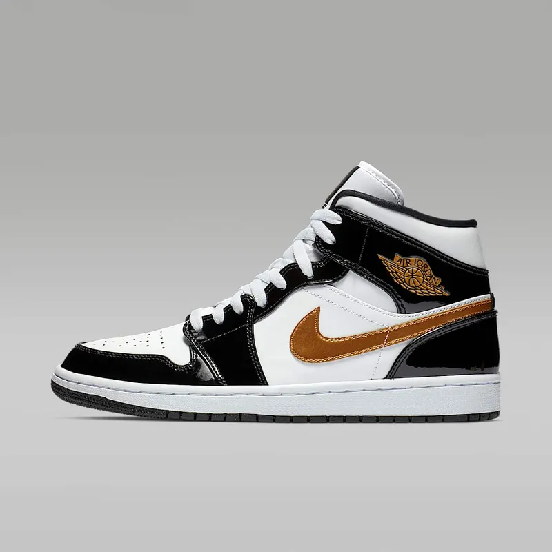 Air Jordan 1 Mid SE “Black / White / Metallic Gold” (852542-007)
