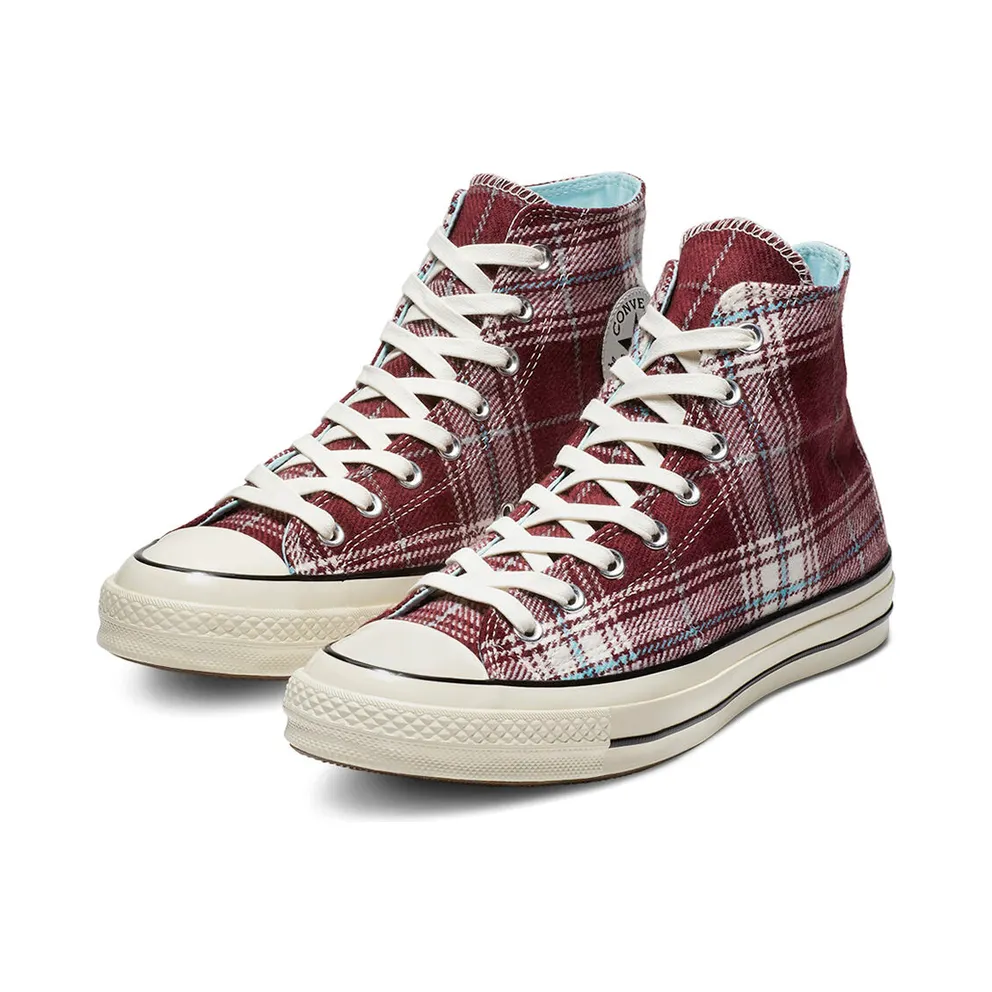 Converse Chuck Taylor All-Star 70s Hi Plaid Pack Dark Burgundy Dark Burgundy/Cyan Tint-Egret (162403C)
