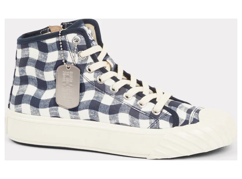 Kenzo Baskets Montantes Kenzoschool ‘Wavy Vichy’ Femme Bleu Nuit – Taille 36 (FD52SN020F72)