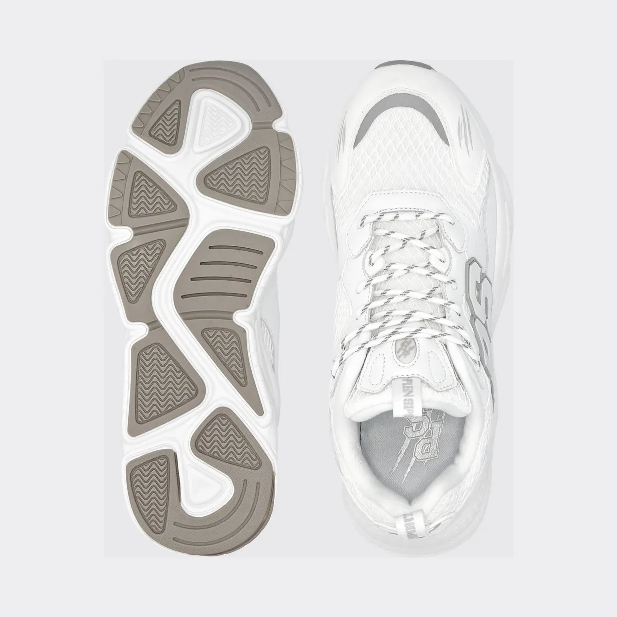 Plein Sport Leather and Mesh Low-Top Trainers with Contrast Monogram White 1 (SAESUSC0743STE003N01) (3)