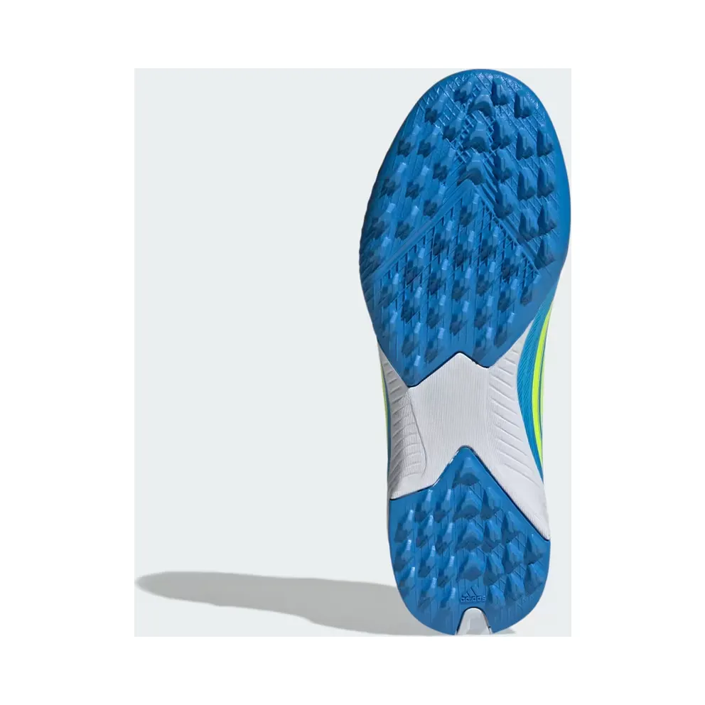 adidas F50 League Turf Football Shoes Kids “Lucid Ray Blue / Team Solar Yellow 2 / Lucid Aquamarine” (JR9017)