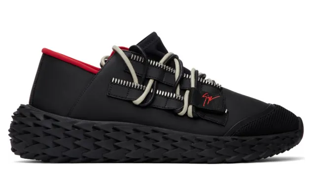 Giuseppe Zanotti Black and Red Leather Urchin Sneakers (RM00031 84420)
