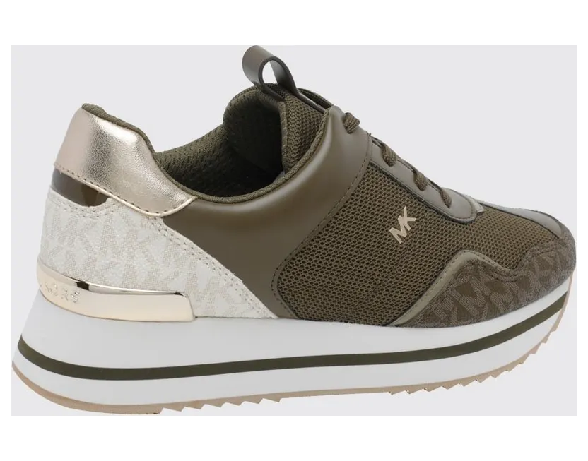 Michael Kors Raina Platform Sneakers in Monogram Canvas and Mesh with Platform Sole Green (43T6RNFS1D282) (2)