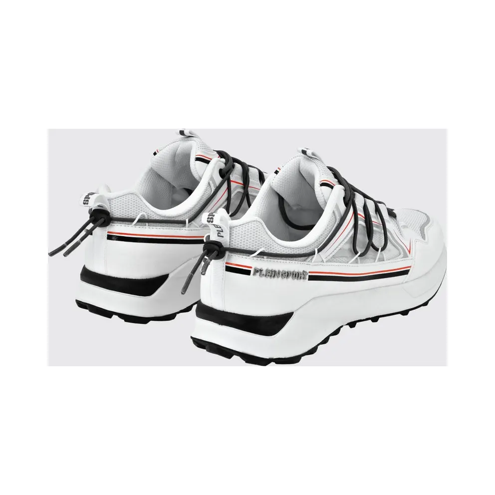 Plein Sport Striped Mesh Low-Top with Drawstring Closure and Logo White (UADSUSC0607STE003N01)