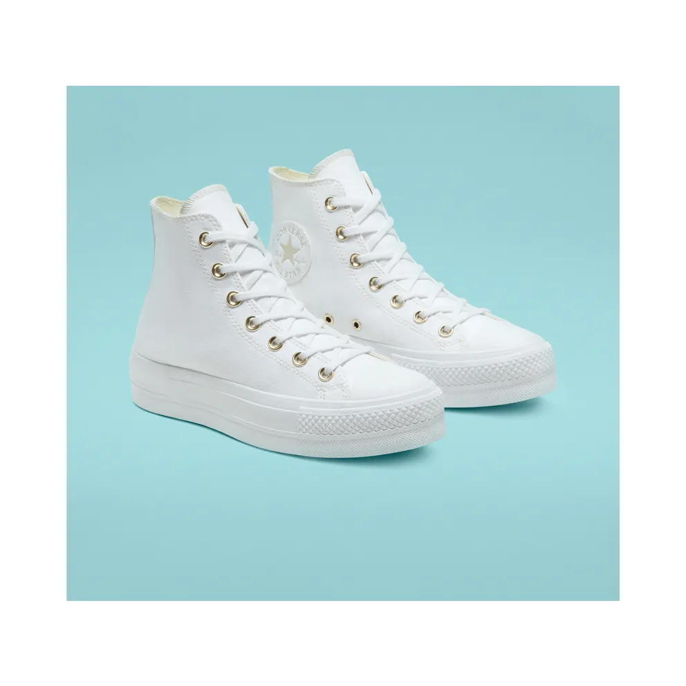 Converse Elevated Gold Platform Chuck Taylor All Star White/White/Gold