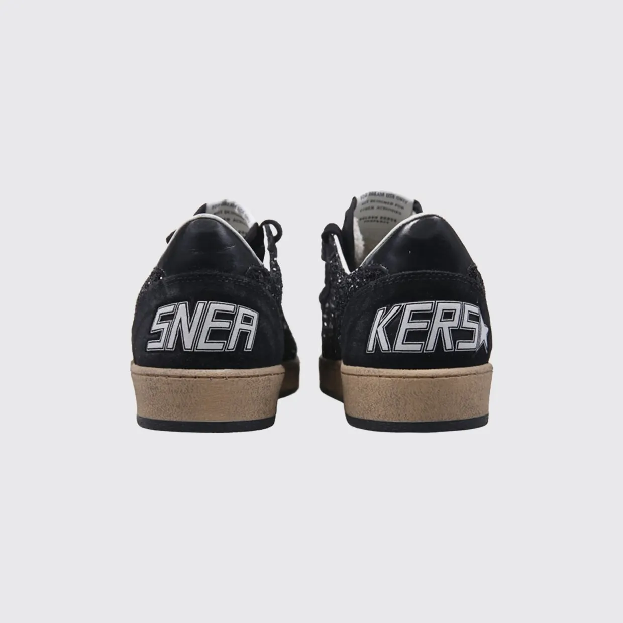 Golden goose Ball Star Leather Trainers with Worn-Out Effect and Glitter Black (GWF00117F00398990100) (2)