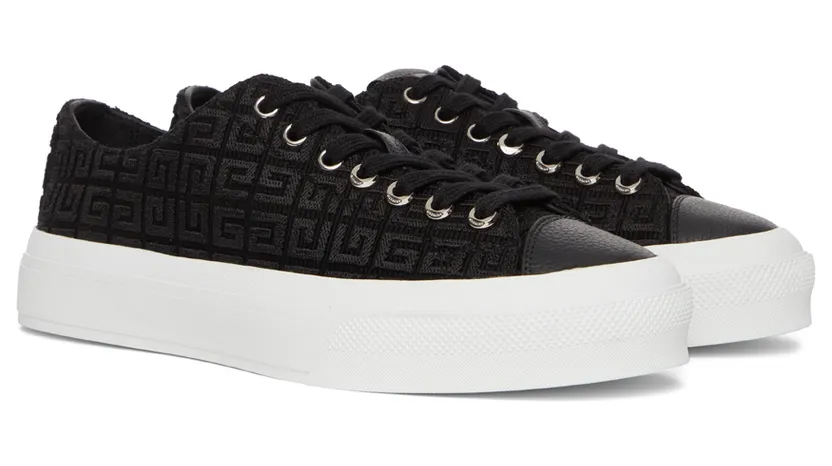 Givenchy Black 4G Jacquard City Low Sneakers (BE001NE19R001) (4)