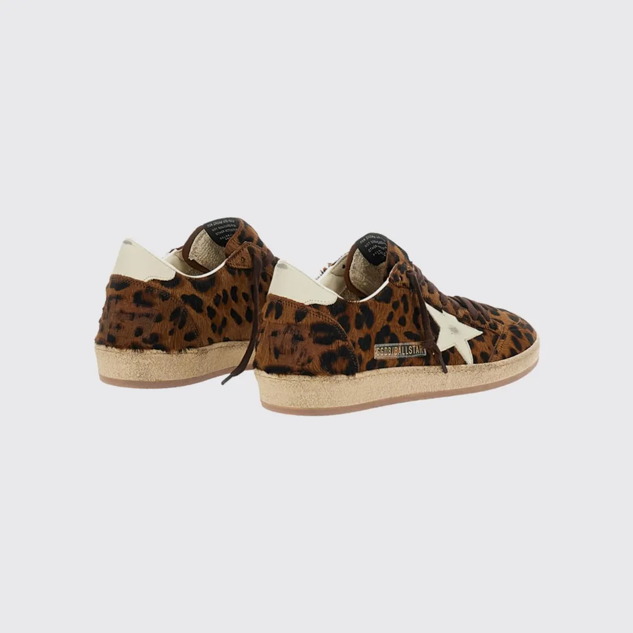Golden goose Ball Star Distressed Animal-Print Pony Hair Sneakers Brown (GMF00117F00870355655) (2)