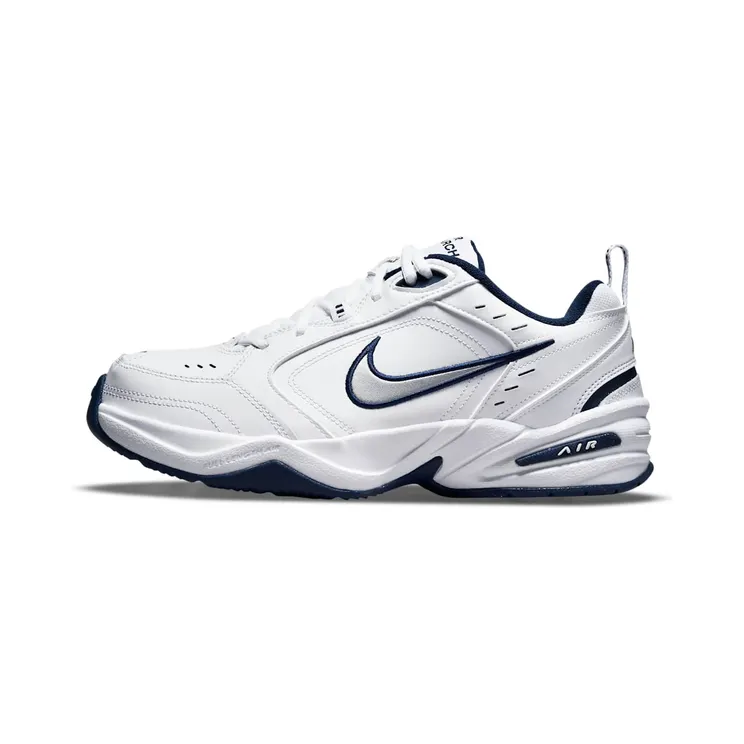 Nike Air Monarch IV (4E) “White / Midnight Navy / Metallic Silver” (416355-102)