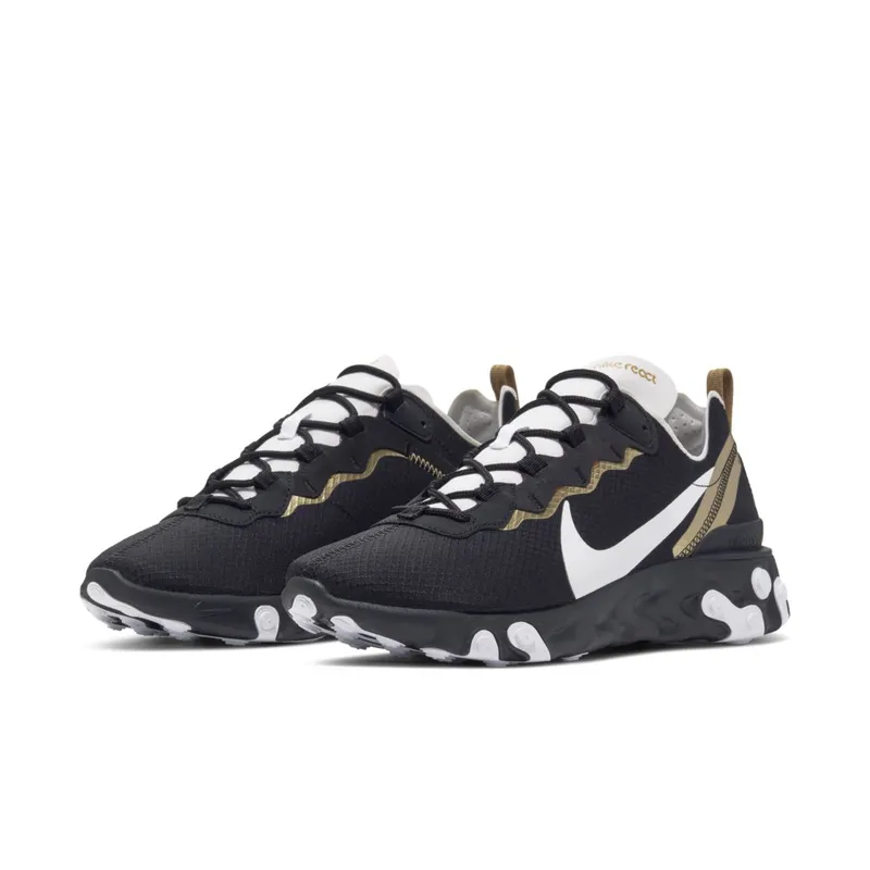Nike React Element 55 Black Metallic Gold White Black/Metallic Gold-White (CT1590-001)