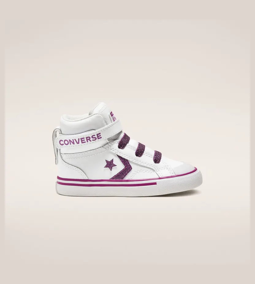 Converse Toddler Coated Glitter Pro Blaze Strap High Top White/cactus Flower (768477C)