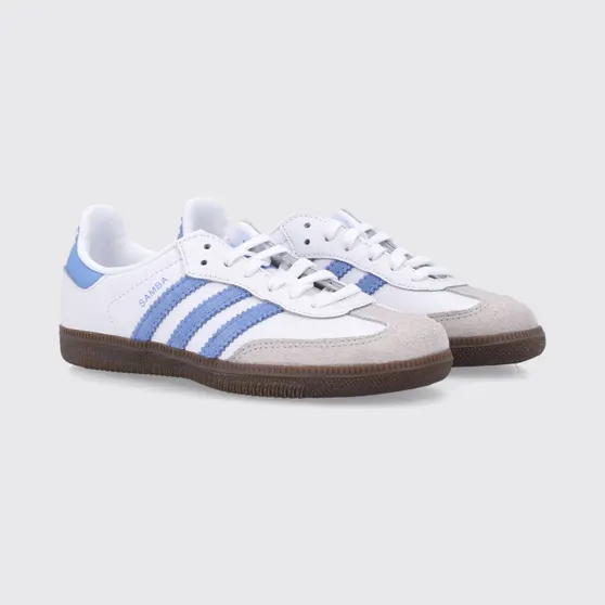 Adidas Originals Boy’s Samba OG Trainers in Leather and Suede White (KZ8681)