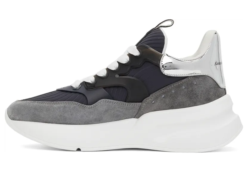 Alexander McQueen SSENSE Exclusive Grey & Navy Rib Suede Sneakers (604281WHBGP) (3)
