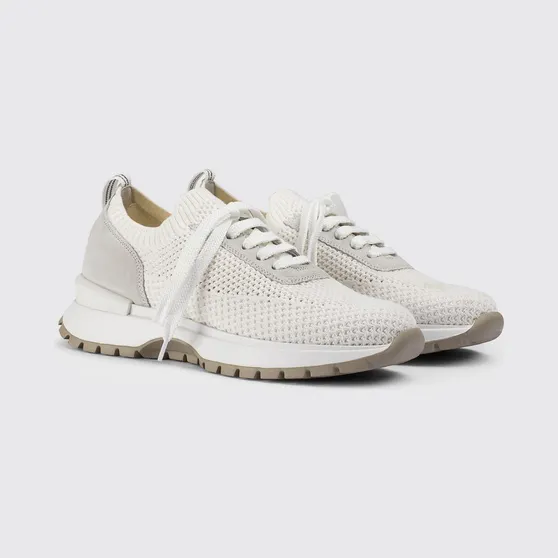 Doucal’s Crochet Knit and Suede Sneakers White (DD8765WHINPZ849SW13)