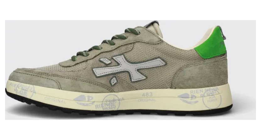 Premiata Nous Suede and Mesh Sneakers Green (NOUS8062) (2)