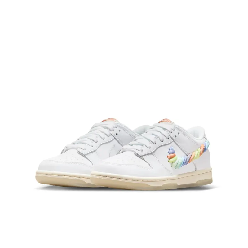 Nike Dunk Low SE GS “Rainbow Lace Swoosh White” (FN4861-100)